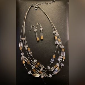 Multi strand necklace and earrings